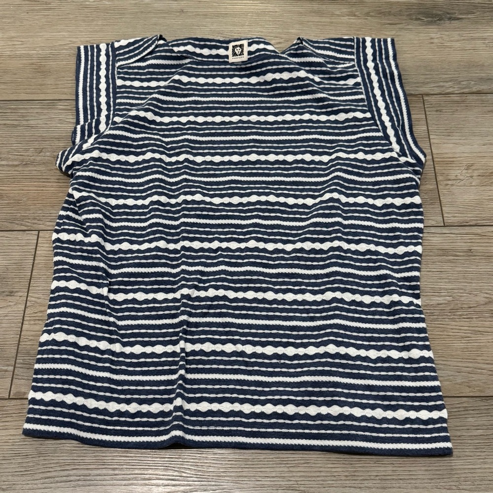 Anne Klein Blue and White Striped Top